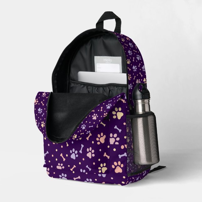 Cute Pastel Paw Print  Printed Backpack (Back Corner Right (Open))