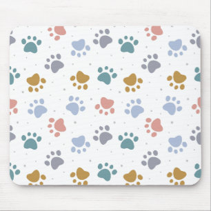 Cute Pastel Paw Prints Minimalist Pattern Mouse Pad
