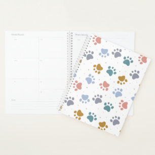 Cute Pastel Paw Prints Minimalist Pattern Planner