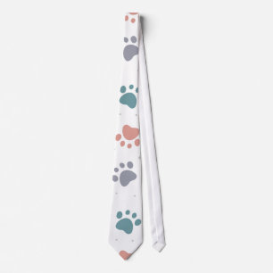 Cute Pastel Paw Prints Minimalist Pattern Tie