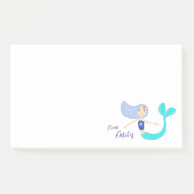 Cute Pastel Periwinkle Mermaid Princess  Post-it Notes (Front)