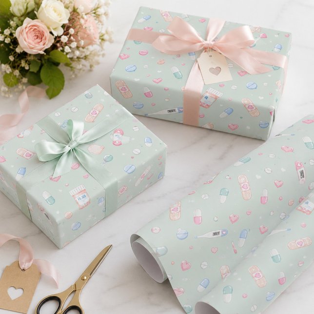Cute Pastel Pharmacy Medical  Wrapping Paper (Creator Uploaded)