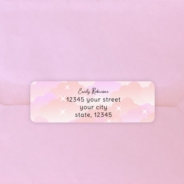 Cute Pastel Pink Aesthetic Clouds Return Address (Creator Uploaded)
