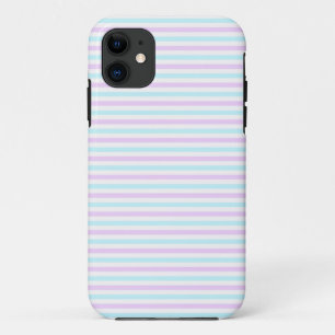 Cute Pastel Pink and Teal Stripes Girly Pattern Case-Mate iPhone Case