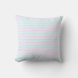 Cute Pastel Pink and Teal Stripes Girly Pattern Cushion