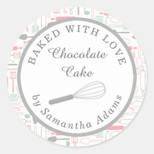 Cute Pastel Pink Baking Kitchen Tools Custom Classic Round Sticker