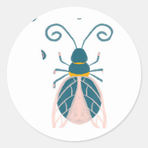 Cute Pastel Pink Bugs Girl Classic Round Sticker