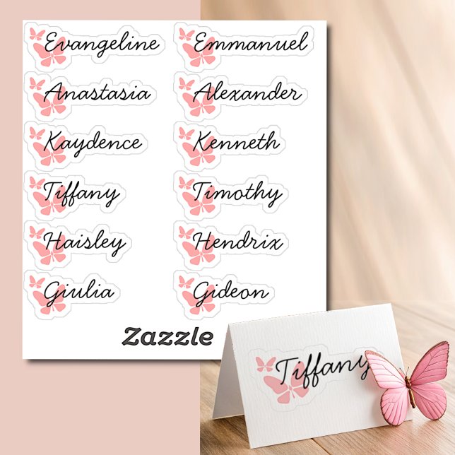 Cute Pastel Pink Butterflies Guest List 12 Names  (Creator Uploaded)