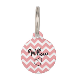 Cute Pastel Pink Chevron Personalised Pet Tag