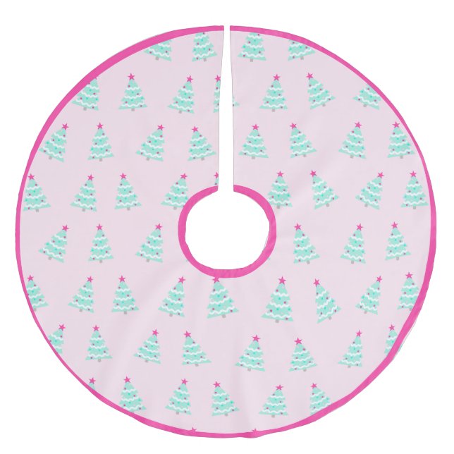 Cute Pastel Pink Christmas Tree Skirt  (Front)
