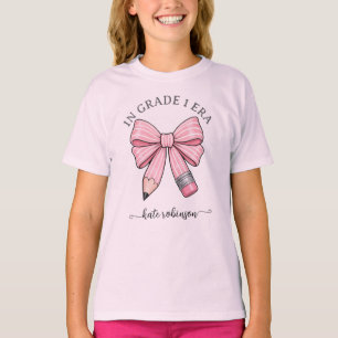 Cute Pastel Pink Cute School Pencil Bow T-Shirt