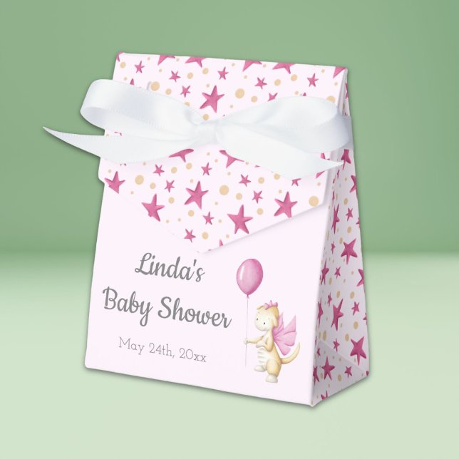 Cute Pastel Pink Dragon Baby Shower Favour Box (Creator Uploaded)