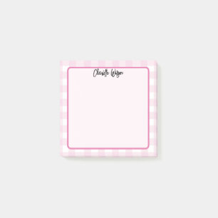 Cute Pastel Pink Gingham Pattern Notes