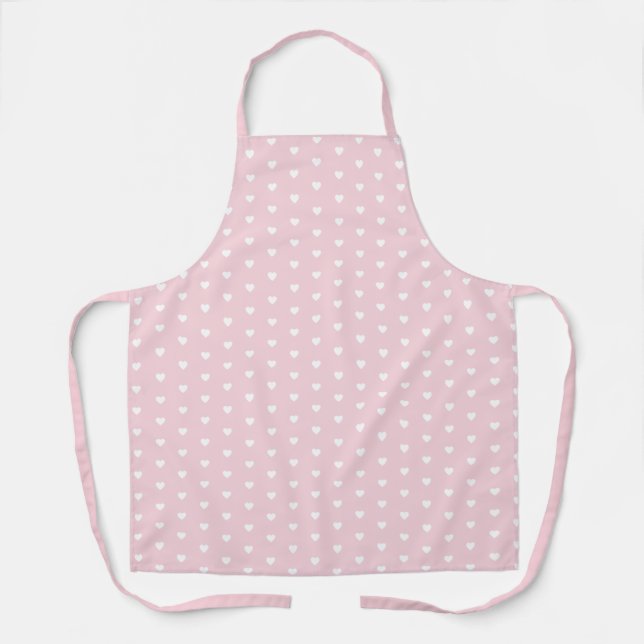 Cute Pastel Pink Heart Pattern Baker Apron (Front)