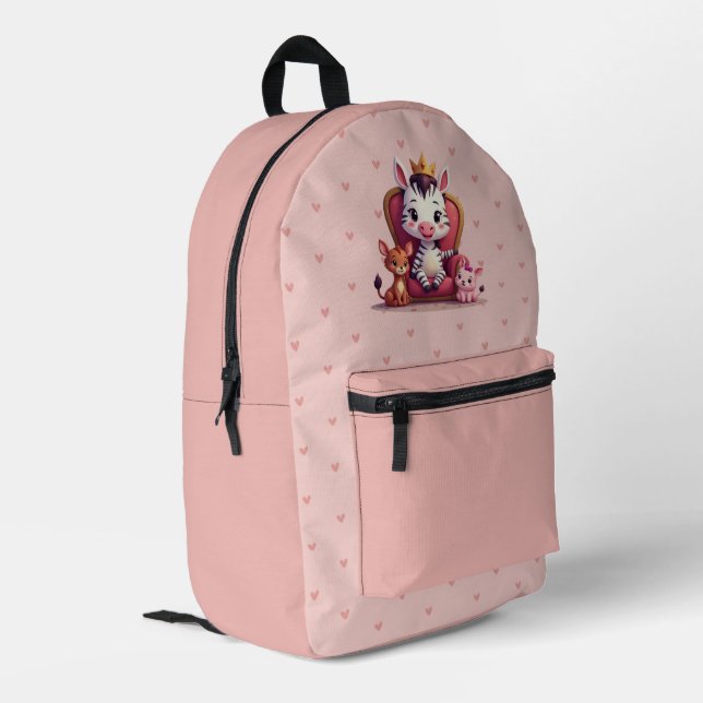 Cute Pastel Pink Hearts Printed Backpack (Back Corner Left)