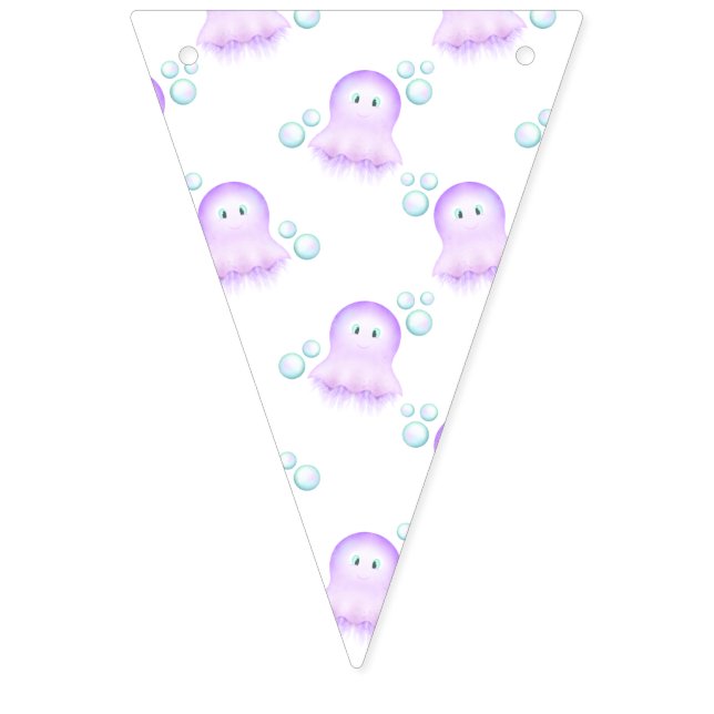 Cute Pastel Pink Kids Watercolour Jellyfish Bunting (First Flag)