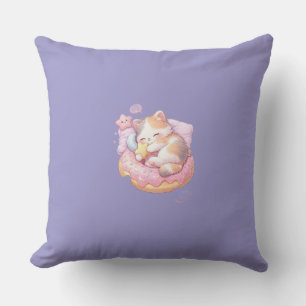 Cute Pastel Pink & Lavender Aesthetic Throw Pill Cushion