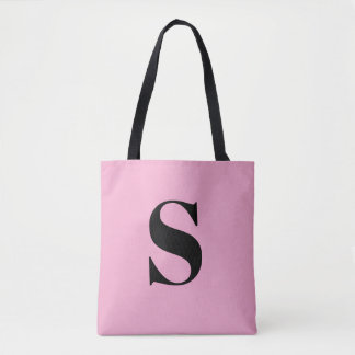 Cute Pastel Pink Monogram Retro Lettering  Tote Bag