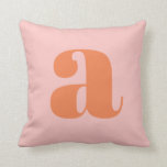 Cute Pastel Pink Orange Monogram Retro Lettering Cushion<br><div class="desc">This stylish throw pillow features your monogram in coral on a pastel pink background in retro lettering. Great gift idea!</div>