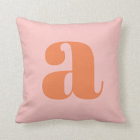 Cute Pastel Pink Orange Monogram Retro Lettering
