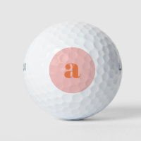 Cute Pastel Pink Orange Monogram Retro Lettering