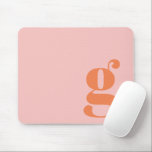 Cute Pastel Pink Orange Monogram Retro Lettering Mouse Pad<br><div class="desc">This stylish mouse pad features your monogram in coral on a pastel pink background in retro lettering. Great gift idea!</div>