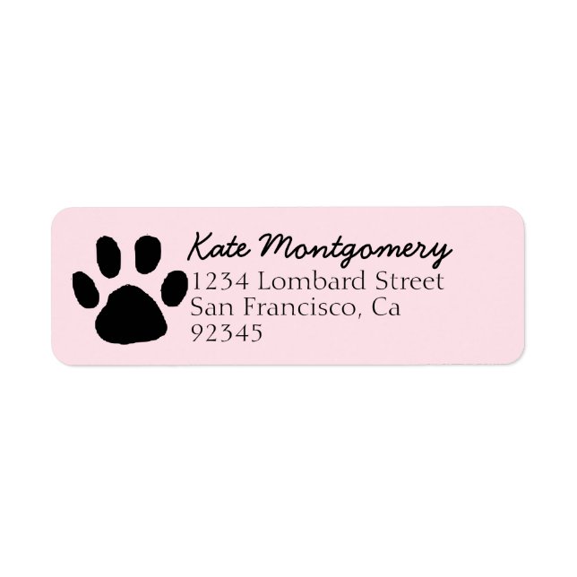 Cute Pastel Pink Paw Print Return Address (Front)