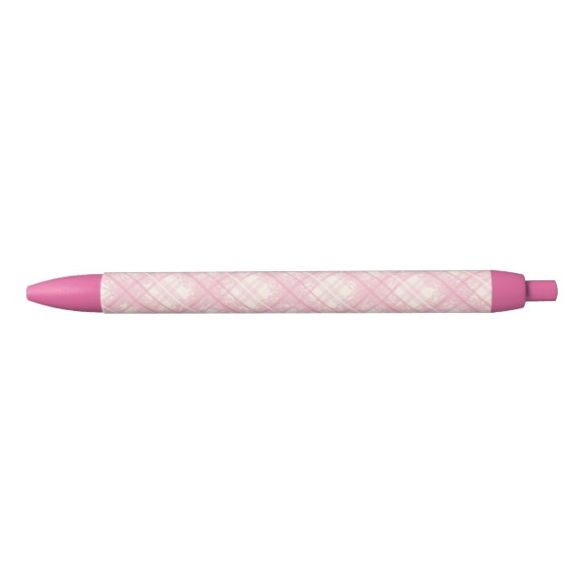 Cute Pastel Pink Plaid Pen (Front)