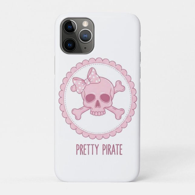 Cute Pastel Pink Skull with Bow and Crossbones Des Case-Mate iPhone Case (Back)