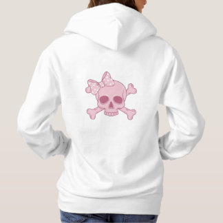 Cute Pastel Pink Skull with Bow and Crossbones Des Hoodie
