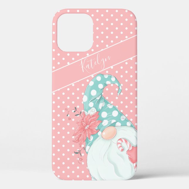 Cute Pastel Polka Dot Merry Christmas Gnome Case-M Case-Mate iPhone Case (Back)