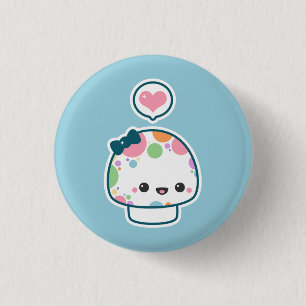 Cute Pastel Polka Dotted Mushroom 3 Cm Round Badge