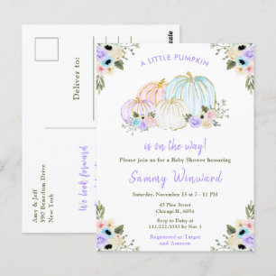 Cute Pastel Pumpkins Baby Shower Postcard