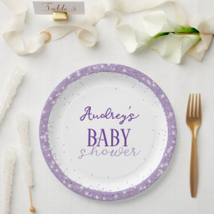 Cute Pastel Purple Baby Shower Paper Plate