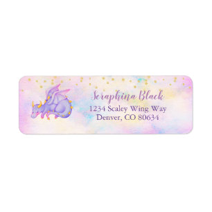 Cute Pastel Purple Dragon Return Address