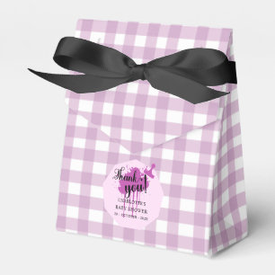 Cute Pastel Purple Gingham Baby Shower Favour Box