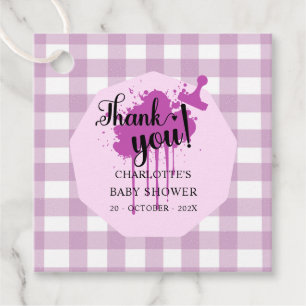 Cute Pastel Purple Gingham Baby Shower Favour Tags