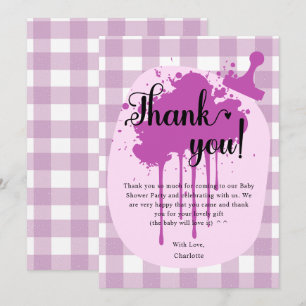 Cute Pastel Purple Gingham Baby Shower Thank You Card