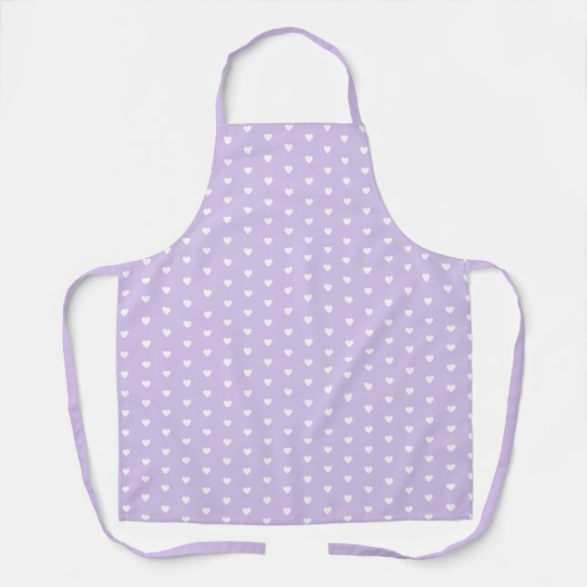 Cute Pastel Purple Heart Pattern Baker Apron (Front)
