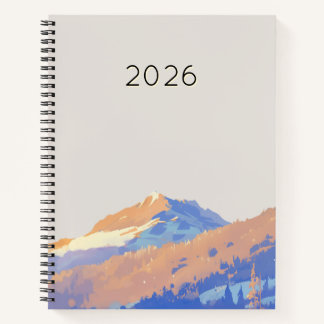 Cute Pastel Purple Minimalist Mountain Notebook