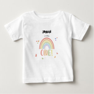 Cute Pastel Rainbow 1st Birthday Baby T-Shirt