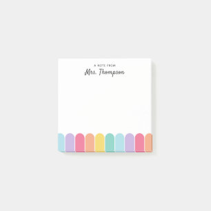 Cute Pastel Rainbow Arch Personalised Teacher Post-it Notes