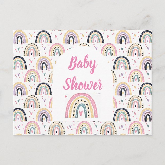 Cute pastel rainbow baby shower postcard (Front)