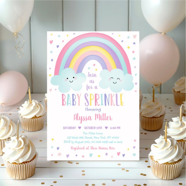 Cute Pastel Rainbow Clouds Baby Sprinkle Invitation (Creator Uploaded)