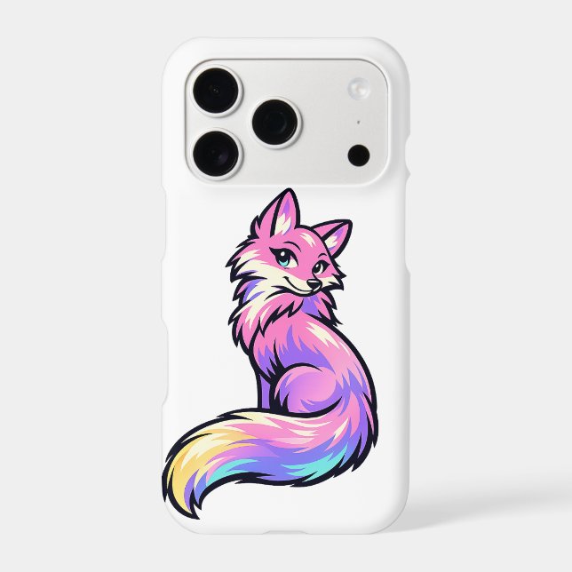 ​Cute Pastel Rainbow Fox Watercolor Phone Case (Back)