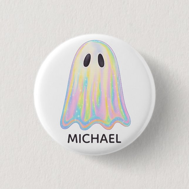Cute Pastel Rainbow Ghost | Aesthetic Spooky 3 Cm Round Badge (Front)