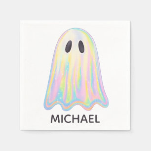 Cute Pastel Rainbow Ghost   Aesthetic Spooky Napkin