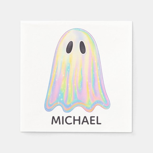 Cute Pastel Rainbow Ghost | Aesthetic Spooky Napkin (Front)