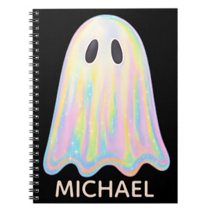 Cute Pastel Rainbow Ghost Aesthetic Spooky Notebook