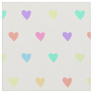 Cute Pastel Rainbow Hearts Pattern Fabric